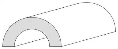 A tunnel shaped like half of a thick cylindrical tube, lying on its flat side
