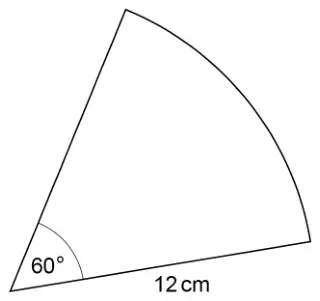 Sector with radius 12 cm and angle 60°