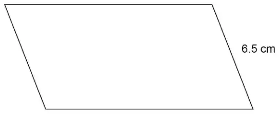 Parallelogram with the shorter slanted side labelled 6.5 cm