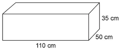 Cuboid 110 cm long, 50 cm wide and 35 cm high