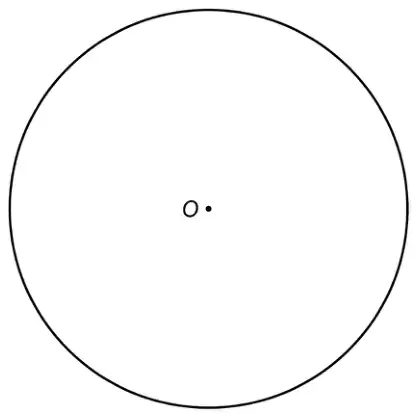 A circle with its centre marked O