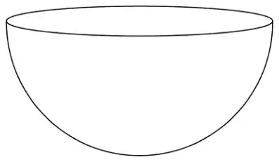 A hemispherical bowl, flat face uppermost