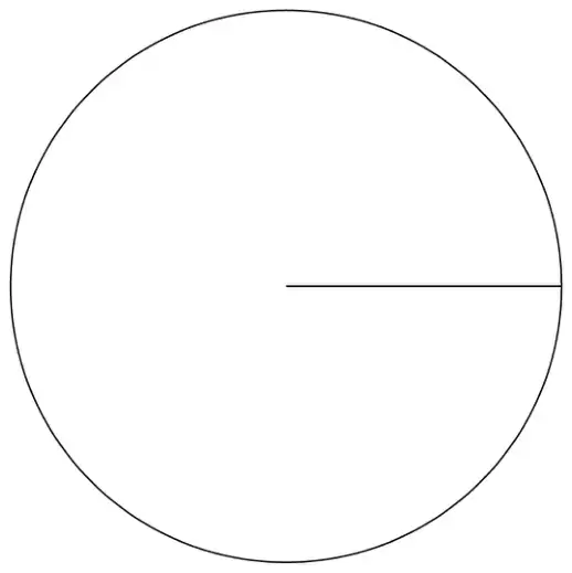 Empty circle with one radius drawn horizontally from the centre to the right
