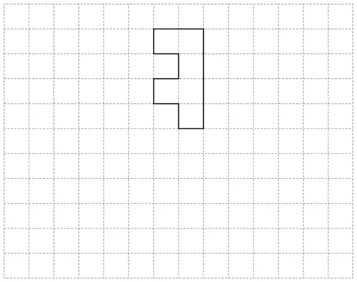 Centimetre grid with shape C drawn on it