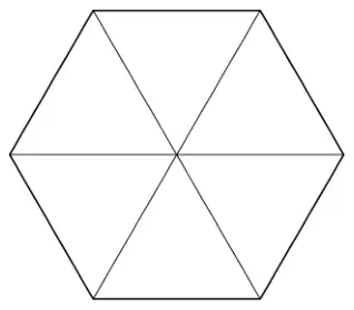 Blank hexagonal spinner divided into six equal triangular sections