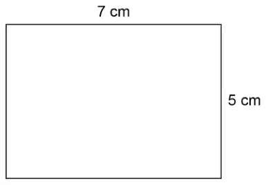 Rectangle with top side 7 cm and right side 5 cm
