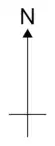 Compass cross with an arrow pointing to N
