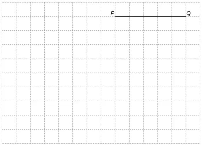 Centimetre grid with the line PQ, 5 cm long, drawn near the top right