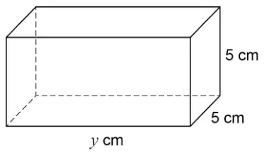 Cuboid with edges 5 cm, 5 cm and y cm