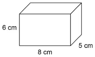 Cuboid 8 cm long, 6 cm high and 5 cm deep