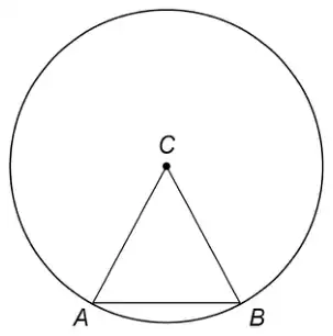 Circle with centre C; A and B on the circle; triangle ABC drawn