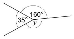 Three lines meeting at a point, making angles 35°, 160° and y