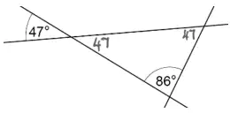 Diagram with 47 written at both other angles of the triangle