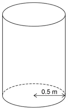 A cylinder with base radius 0.5 m