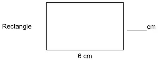 Rectangle with width 6 cm and a blank for the height in cm