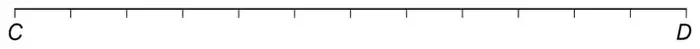 Line CD with 12 equal divisions marked