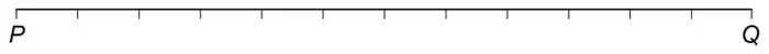 Line PQ with 12 equal divisions marked