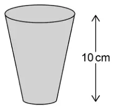 A full cup of coffee, wider at the top than the bottom, 10 cm tall