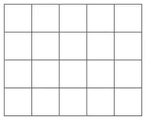 A grid of 4 rows of 5 squares