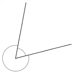 Two lines from a point, forming a small angle and a large reflex angle, both marked