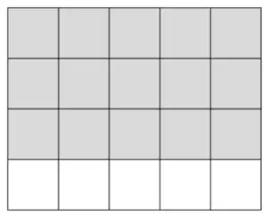 Grid of 4 rows of 5 squares. The top 3 rows are shaded