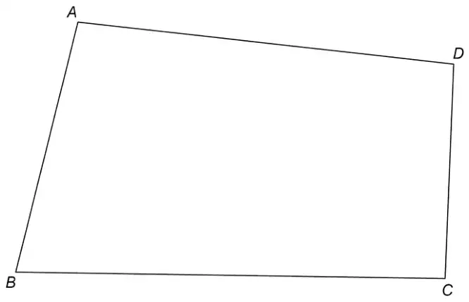 Quadrilateral ABCD with A at the top left, D at the top right, C at the bottom right and B at the bottom left