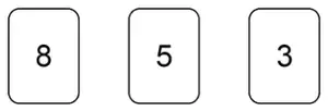 Three number cards: 8, 5 and 3