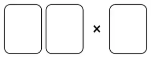 Two empty card spaces side by side to make a two-digit number, then times, then one empty card space