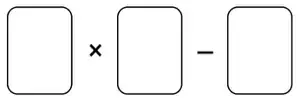 Empty card space, times, empty card space, minus, empty card space