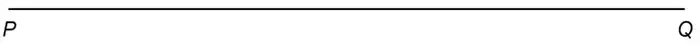 A horizontal line segment PQ, with P at the left end and Q at the right end