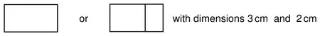 A rectangle, or a rectangle with an internal vertical line near the right, with dimensions 3 cm and 2 cm