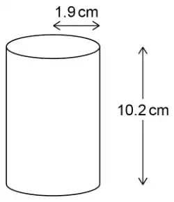 Cylinder with radius 1.9 cm and height 10.2 cm