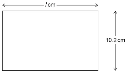 Rectangle with length l cm and height 10.2 cm