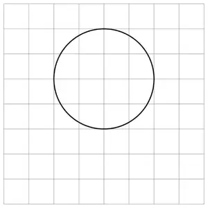 A circle of diameter 4 squares drawn on the grid