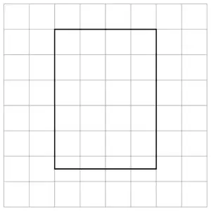A rectangle 4 squares wide and 5.5 squares tall drawn on the grid