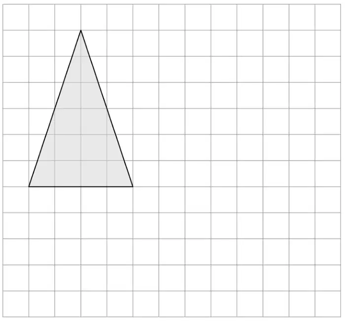 Square grid with a shaded isosceles triangle of base 4 squares and height 6 squares
