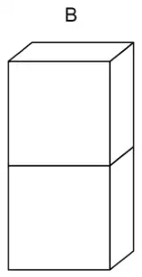Cuboid B, made from two of cuboid A stacked one on top of the other