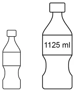 A small bottle next to a large bottle labelled 1125 ml