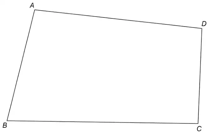 Quadrilateral ABCD with A at the top left, D at the top right, C at the bottom right and B at the bottom left