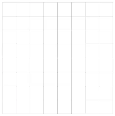 Blank centimetre grid, 8 by 8 squares