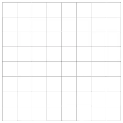 Blank centimetre grid, 8 by 8 squares