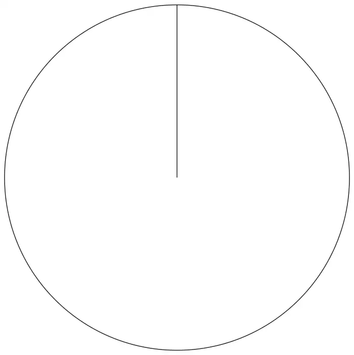 Empty circle with one radius drawn vertically upwards from the centre