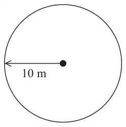 Circle with radius 10 m marked