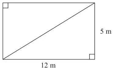 Rectangle 12 m by 5 m with one diagonal drawn