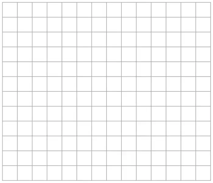 Centimetre square grid, 14 squares wide and 12 squares high