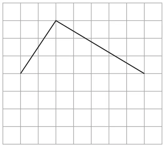 Square grid showing two sides of a kite meeting at a vertex at the top