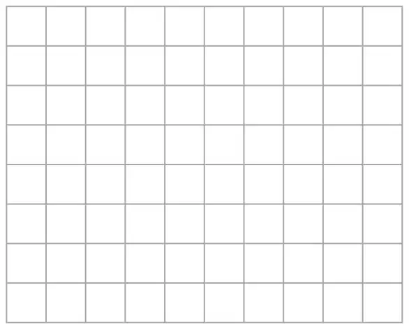 Centimetre grid, 10 squares wide and 8 squares high
