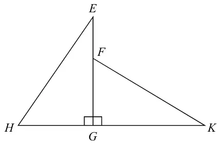 Triangles EGH and KGF: E above G with F on EG, H and K on a horizontal line through G, right angle at G