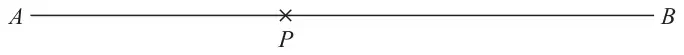 Horizontal line segment AB with point P marked on it