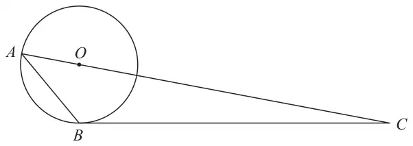 Circle with centre O; A and B are on the circle, BC is a tangent at B and AOC is a straight line